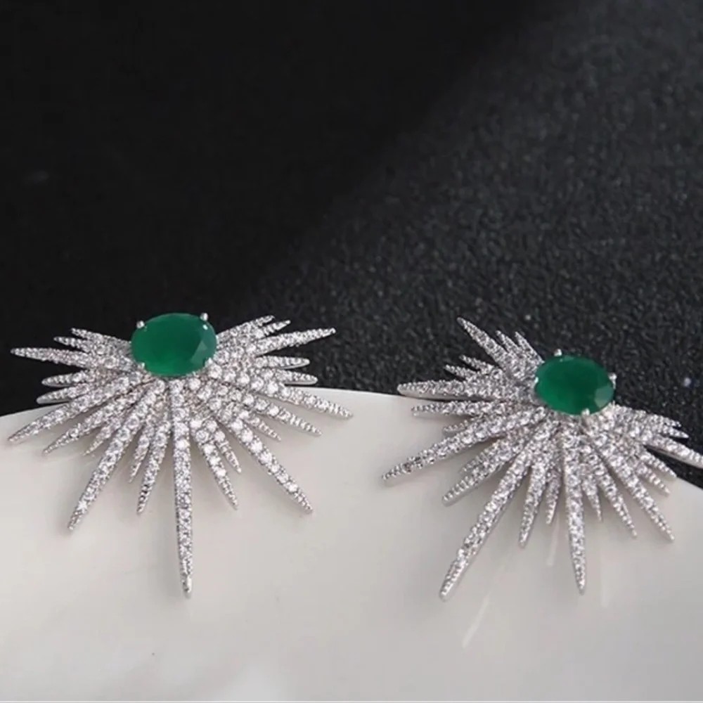 18k 3ct Starburst Earrings - Picture 2 of 13